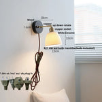 Wood Copper Wall Sconce Modern LED Fixture Bedside Lamp Bar Rotate Black