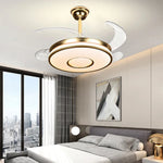 Invisible Gold Ceiling Fan with LED Light and Retractable Blades