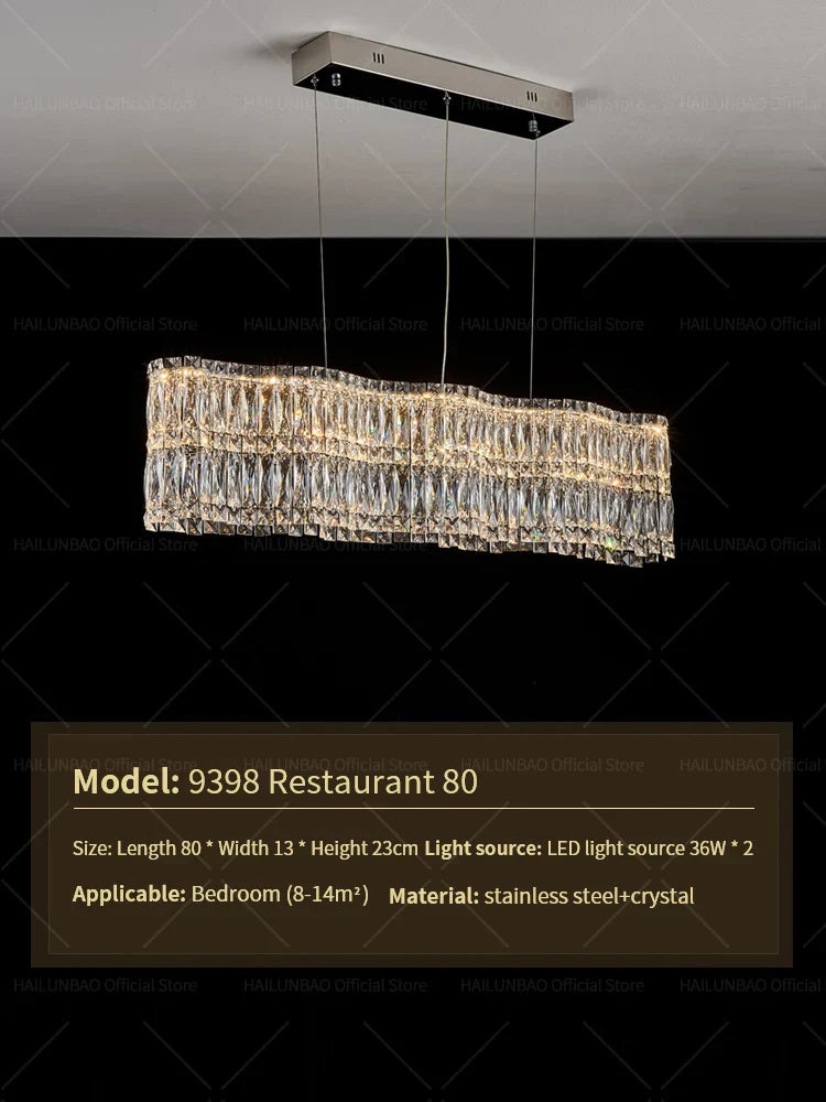 Crystal Luxe Chandelier for Modern Living Room, High-End Restaurant Light