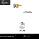 Nordic Brass Glass Wall Sconce: Elegant Living Room Bedside Lighting