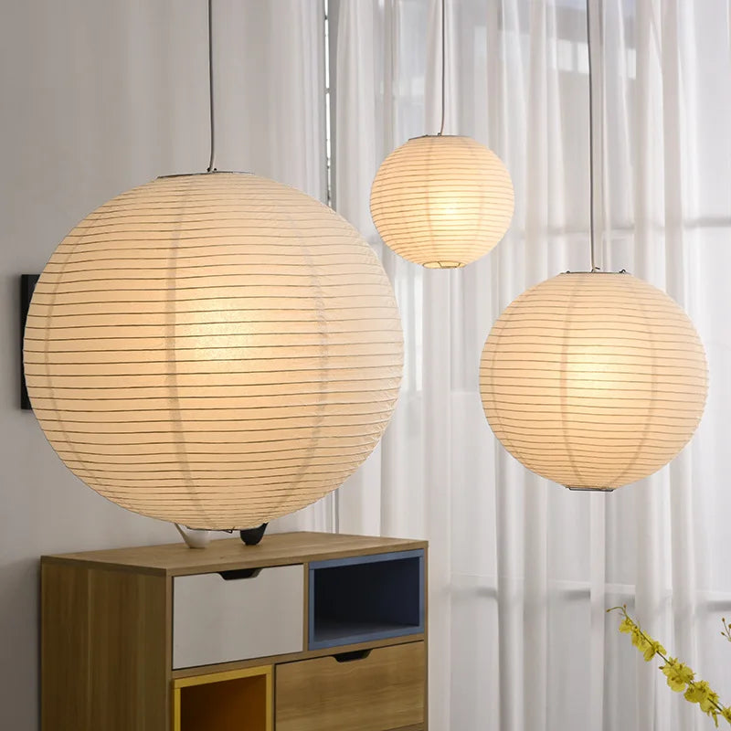 Akari Rice Paper Pendant Lights - Handwoven LED Hanging Lamp for Home Décor