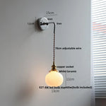 White Ceramic LED Wall Sconce Nordic Modern Iron Base Stair Light Fixture