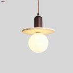 White Glass LED Pendant Lights Stone Wabi Sabi Home Decor Hang Lamp