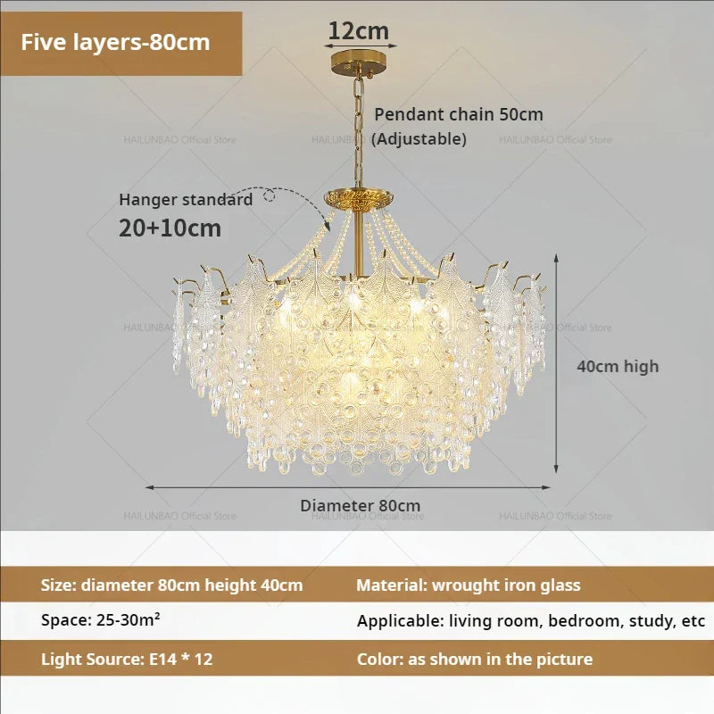 Luxury Cream Wind Crystal Chandelier: High-End Living Room, Dining Room, Bedroom Light