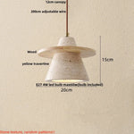 Afralia™ LED Wood Pendant Light Adjustable Yellow Stone Bedroom Coffee Hanging Lamp