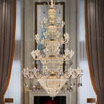 Duplex European Crystal Chandelier for Staircase with Hollow Design