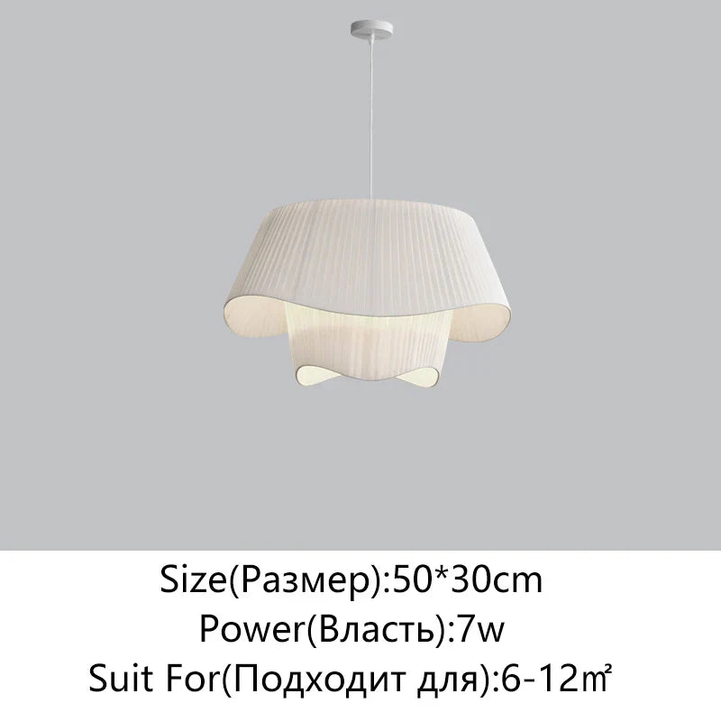 Cream Fabric Chandelier: Retro Nordic Attic Light for Bedroom, Living Room, Dining Room