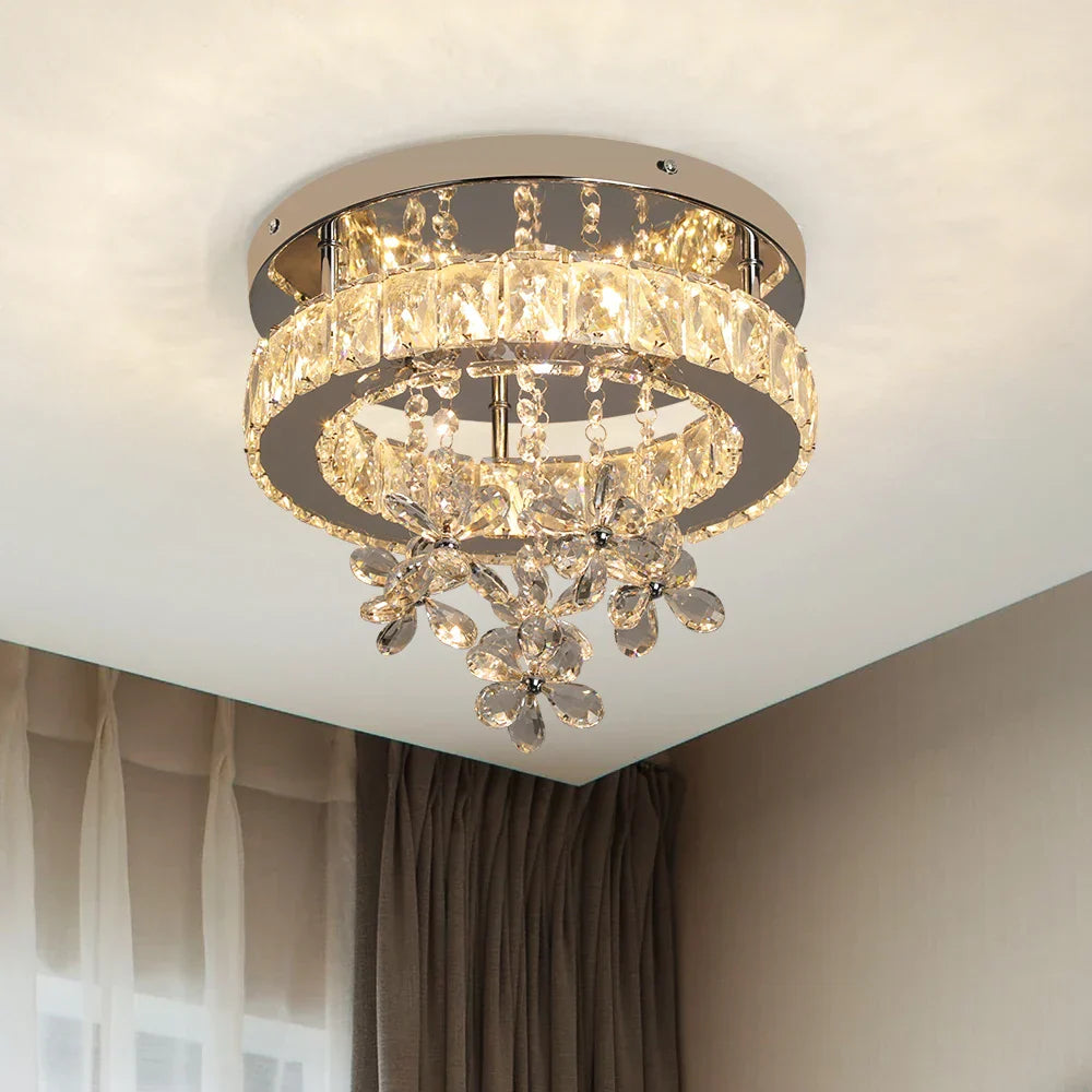 Crystal LED Ceiling Chandelier for Luxury Living Room Decor