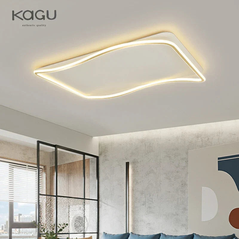 Golden LED Ceiling Chandelier: Modern Simplicity for Living, Dining, and Bedrooms