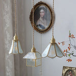 Tiffany Style Glass LED Pendant Light Fixture for Kitchen Coffee Reading - Adjustable Wire