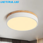 Modern Wood LED Ceiling Lamp 30W Minimalist Chandelier Dining Room Bedroom Light