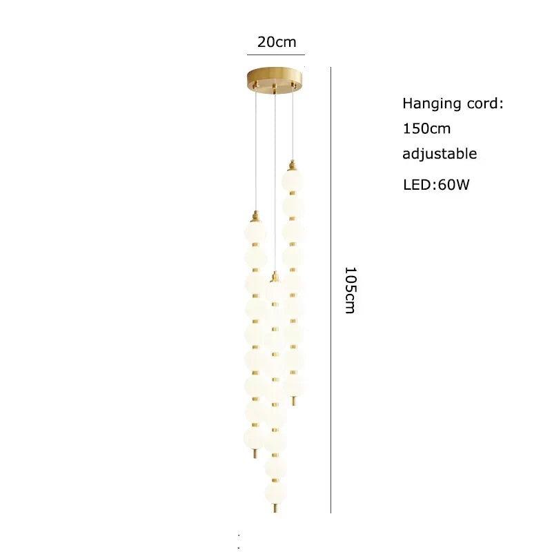 Art Deco LED Glass Pingpong Pendant Light in Gold Chrome Black.