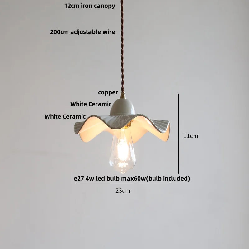 White Ceramic LED Pendant Light - Modern Nordic Design for Home Decor