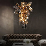 Afralia™ Gold Steel LED Pendant Lights with Cognac/Gray Glass Shades
