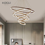 Black Led Rings Circle Pendant Chandelier for Living Dining Kitchen