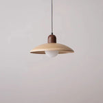 Japanese Wooden Stone Chandelier Pendant Light, Wabi-Sabi Style Yellow Cavity-Stone Lamp