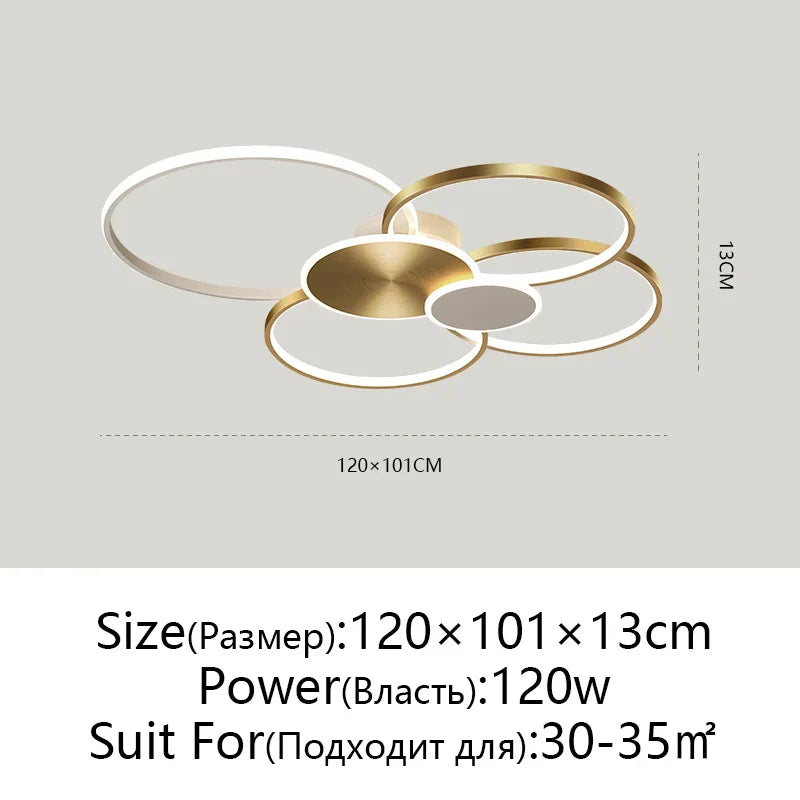 Modern LED Chandelier with Remote Control for Living Room & Bedroom Lighting