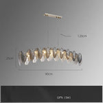 White Glass Feather LED Chandelier - Designer Oval Goose Feather Lighting