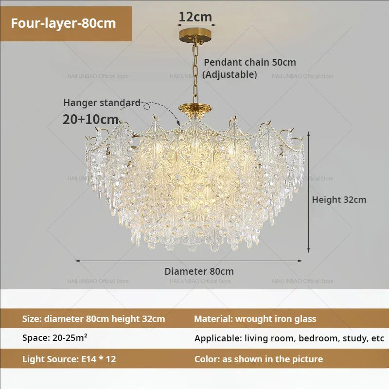 Luxury Cream Wind Crystal Chandelier: High-End Living Room, Dining Room, Bedroom Light