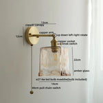 Glass Copper LED Wall Lamp with Knob Switch for Modern Home Decor