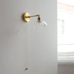 Modern Copper Glass Wall Light with Pull Chain Switch