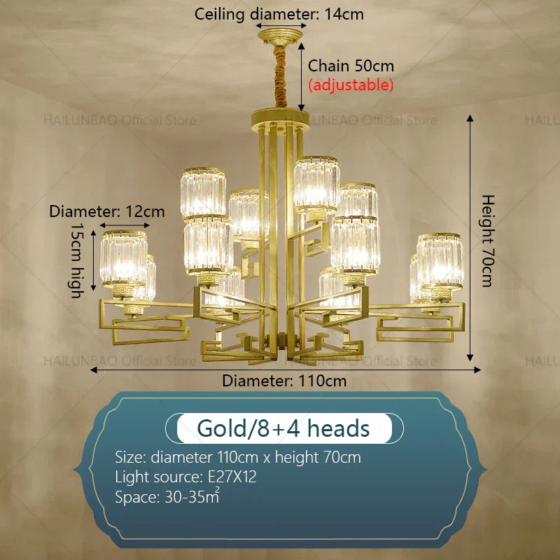 Crystal Chandelier: Modern Luxury Main Light for Livingroom, Hall, and Restaurant