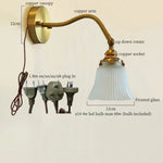 Afralia™ Glass LED Wall Light Fixture Bedroom Stair Living Room Bedside Lamp Vintage Copper