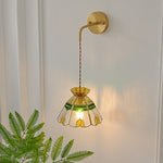 Glass LED Wall Light Fixture with Adjustable Wire, Pull Chain Switch for Bedroom, Coffee Shop