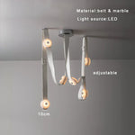 Soft Leather Marble Chandelier: Luxury Dimmable Lighting Fixture for Living Room or Cafe.