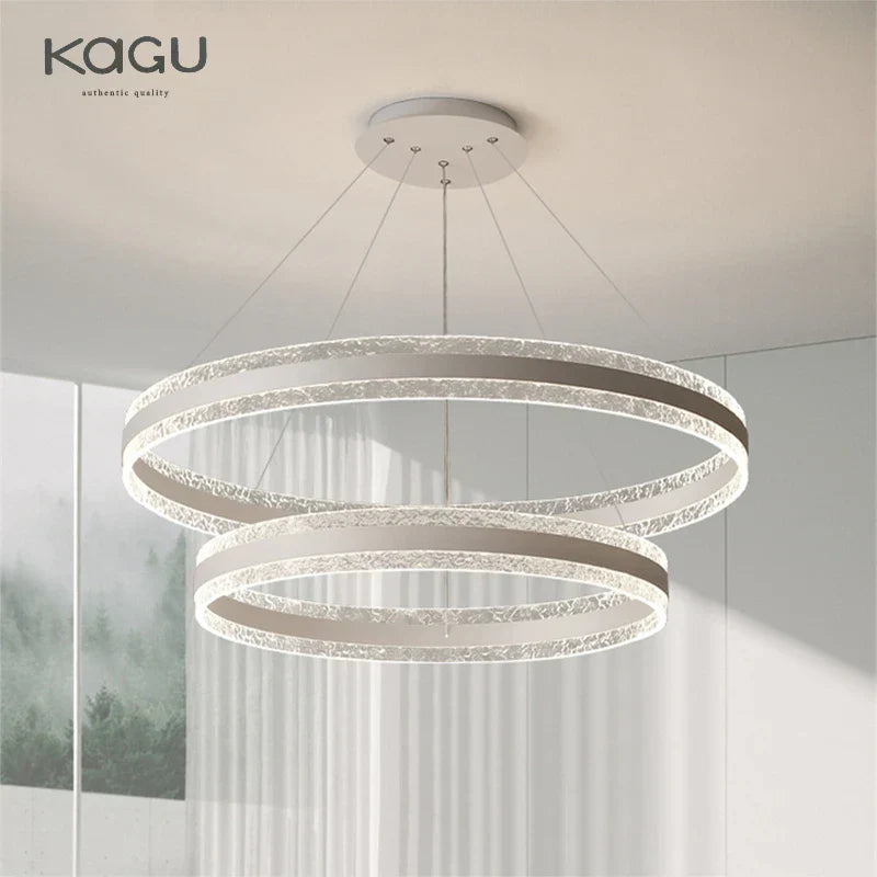 Circle Rings LED Chandelier for Living & Dining Room - Modern Acrylic Aluminum Lighting