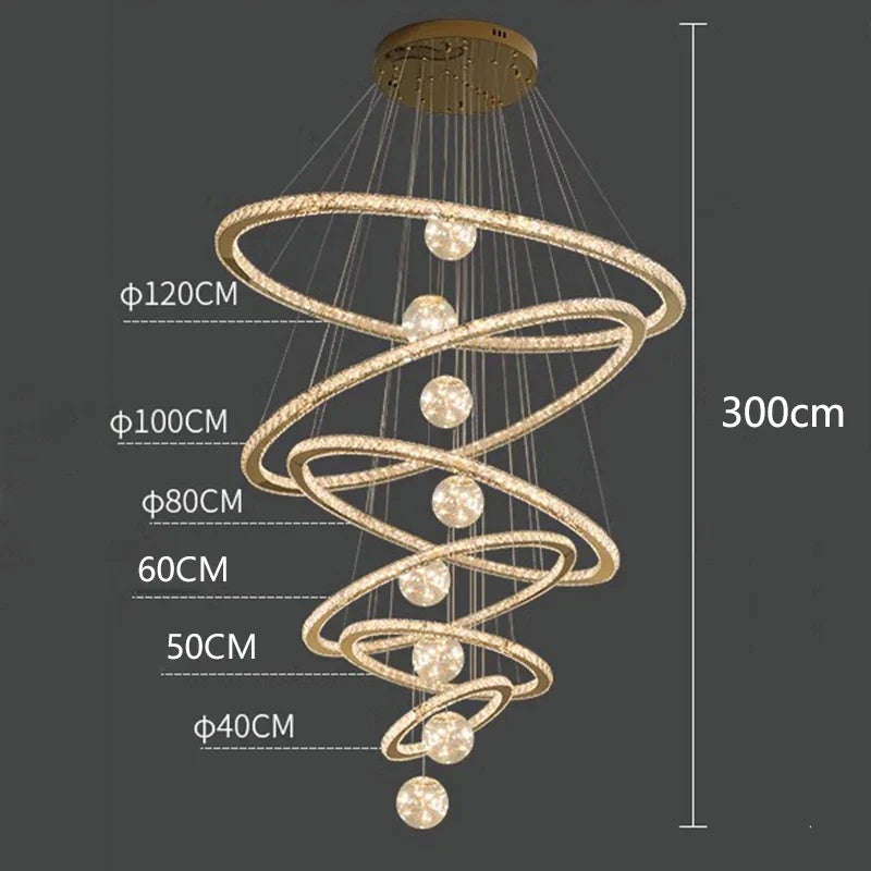 Crystal Chandelier: Luxury Stair Pendant Light for Living Room, Ceiling & Indoor Lighting
