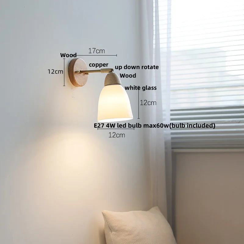 Ceramic Wood Up Down Rotate LED Wall Sconce Light Fixtures