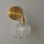 Vintage Glass Wall Sconce - LED Pull Chain Switch Up Down Rotate Wall Lamp
