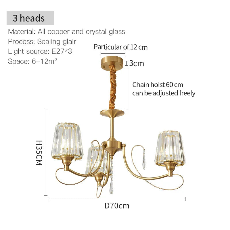 Bronze Villa All Copper Chandelier - Modern Light Luxury for Living Room