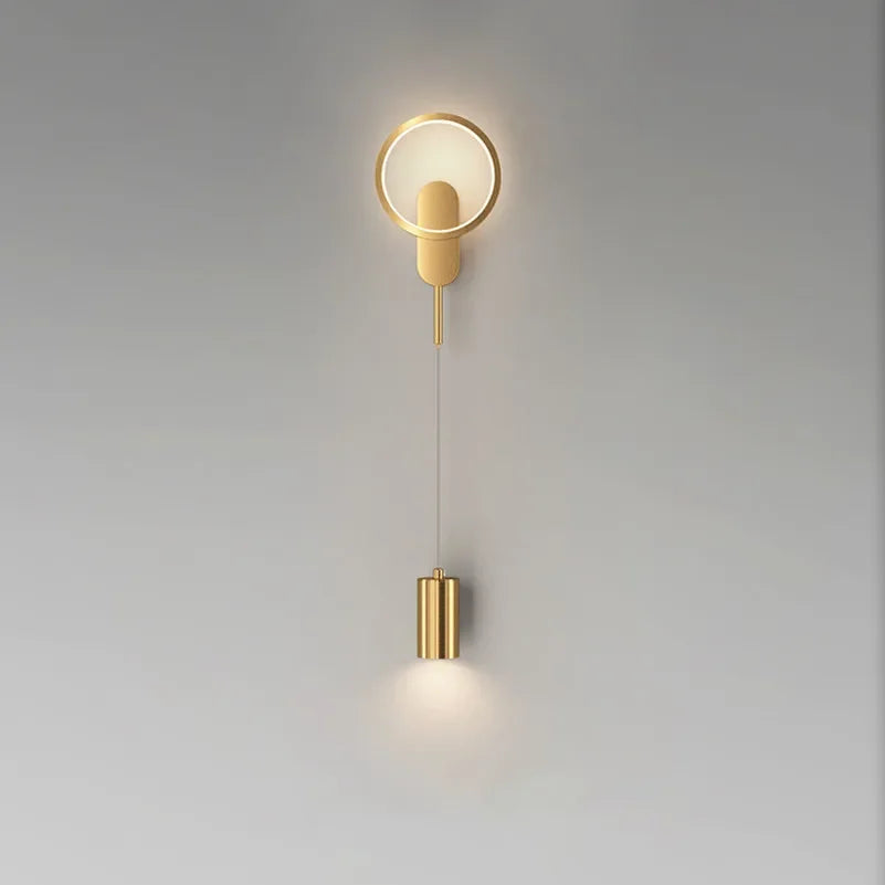 LED Moon Wall Light American Style Bedroom Decor Copper Wall Lamp