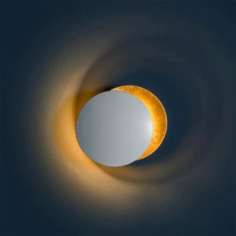 Rotatable Solar Eclipse LED Wall Lights in Black Gold Texture