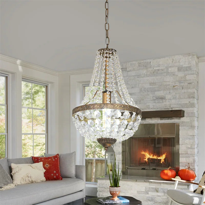 Retro Crystal Chandelier Pendant Light for Home Decor