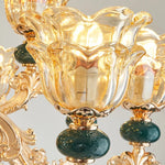 LED Crystal Ceramic Retro Ceiling Chandelier European Style Luxury Lamp