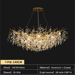 Gold Crystal Chandeliers for Dining Room Branch Hanging Lamp Large Lighting
