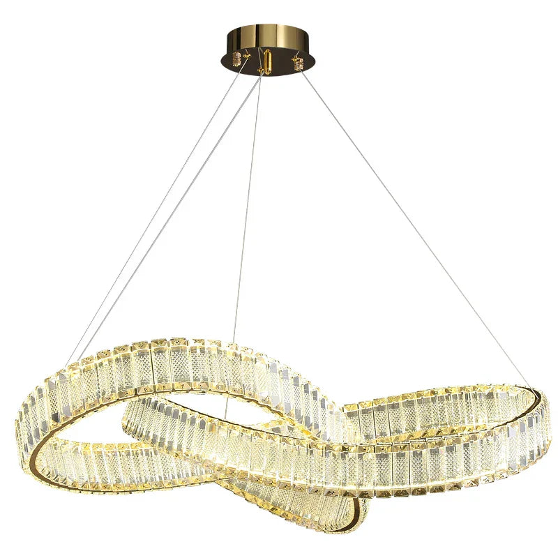 Rotating Crystal Chandelier: Modern Hong Kong-Style Designer Lamp for Living Room