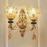 LED Crystal Ceramic Retro Ceiling Chandelier European Style Luxury Lamp