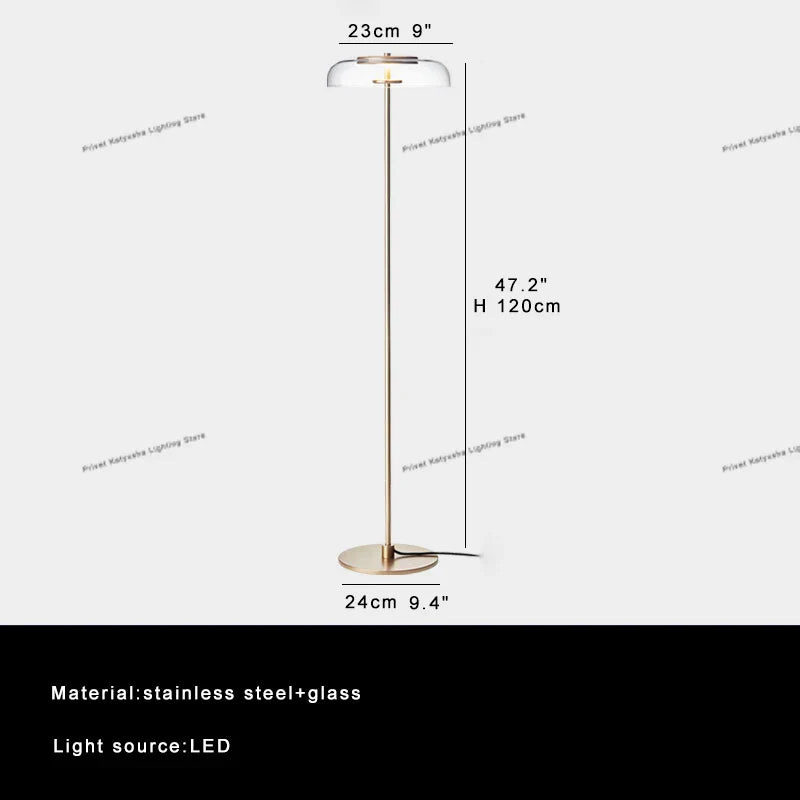 Modern Clear Glass LED Floor Lamp for Home Decor & Living Room Lightning