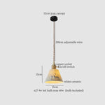 White Ceramic Brass LED Pendant Light - Vintage Japanese Hanglamp