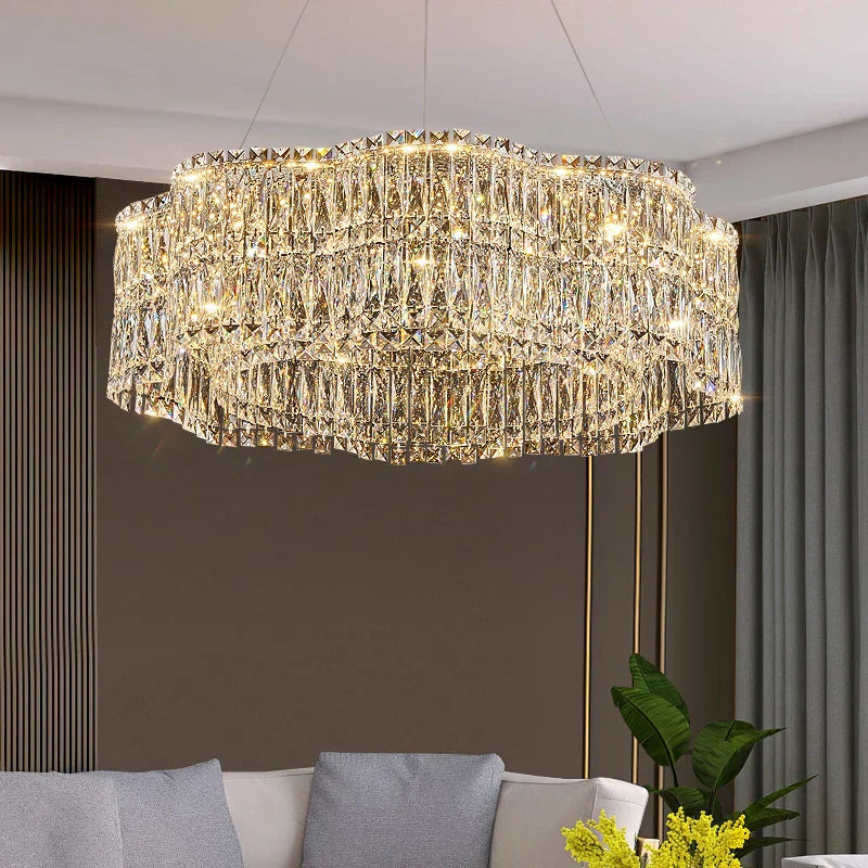 Crystal Luxe Chandelier for Modern Living Room, High-End Restaurant Light