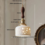 Walnut Wood LED Pendant Lights Modern Ceramic Switch Hanging Lamp