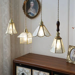 Tiffany Style Glass LED Pendant Light Fixture for Kitchen Coffee Reading - Adjustable Wire