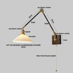 Rotatable Wood Ceramic LED Wall Sconce for Bedroom Study and Bar