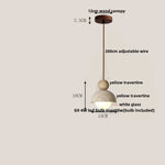 Glass Ball Pendant Light - Adjustable Wire, LED, Yellow Travertine White, Dining Room