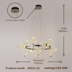 Sunflower Crystal Chandelier: Luxury Gold & Black LED Pendant Light