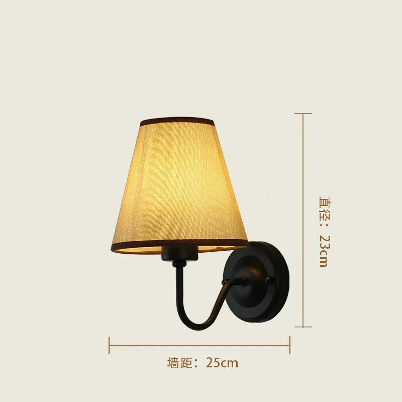 Fabric Lampshade Wall Sconce with LED Bulb for Home Decoration